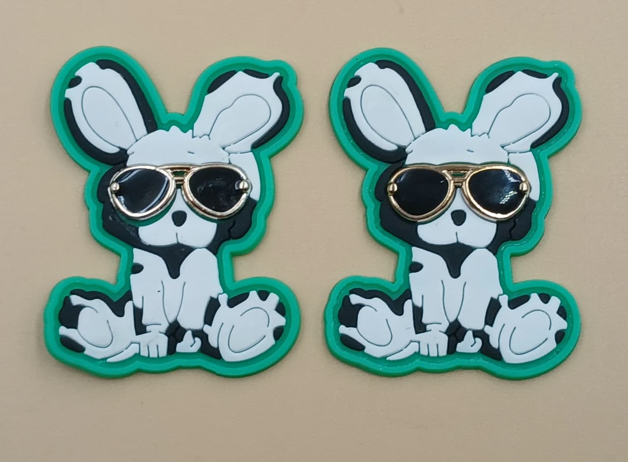 Green & White Sitting Dog With Green Border Stickers