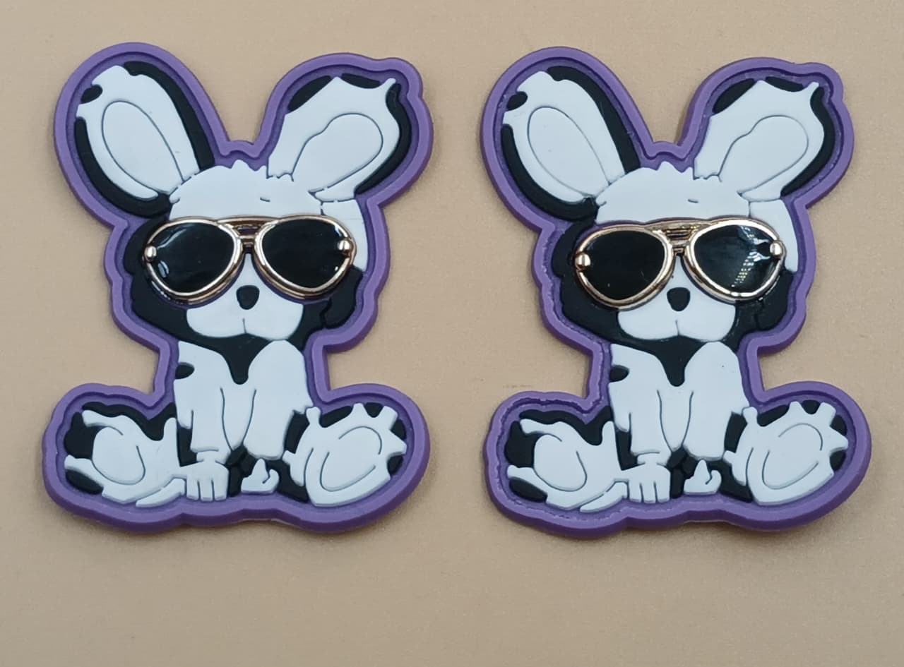 Purple & White Sitting Dog With Purple Border Stickers