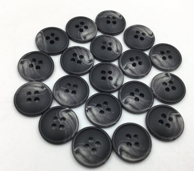 Black Circular 4 Hole Plastic Buttons