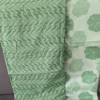 Green Floral / Chevron Printed Cotton Fabric Combo