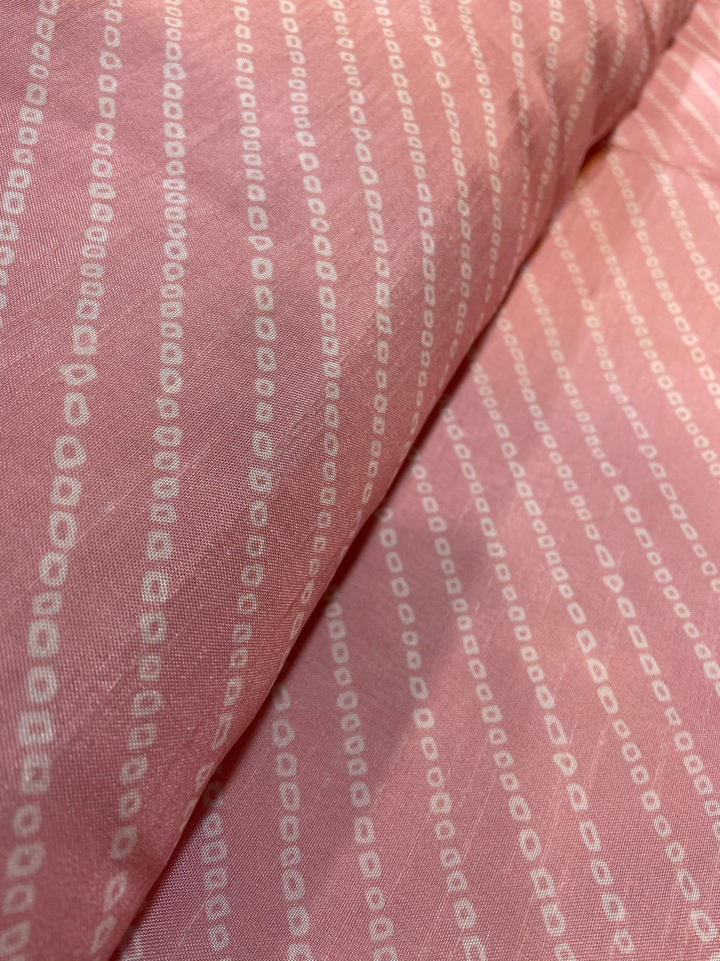 Baby Pink Stripe Bandhani Pure Viscose Digital Print Dola Silk (Wholesale)