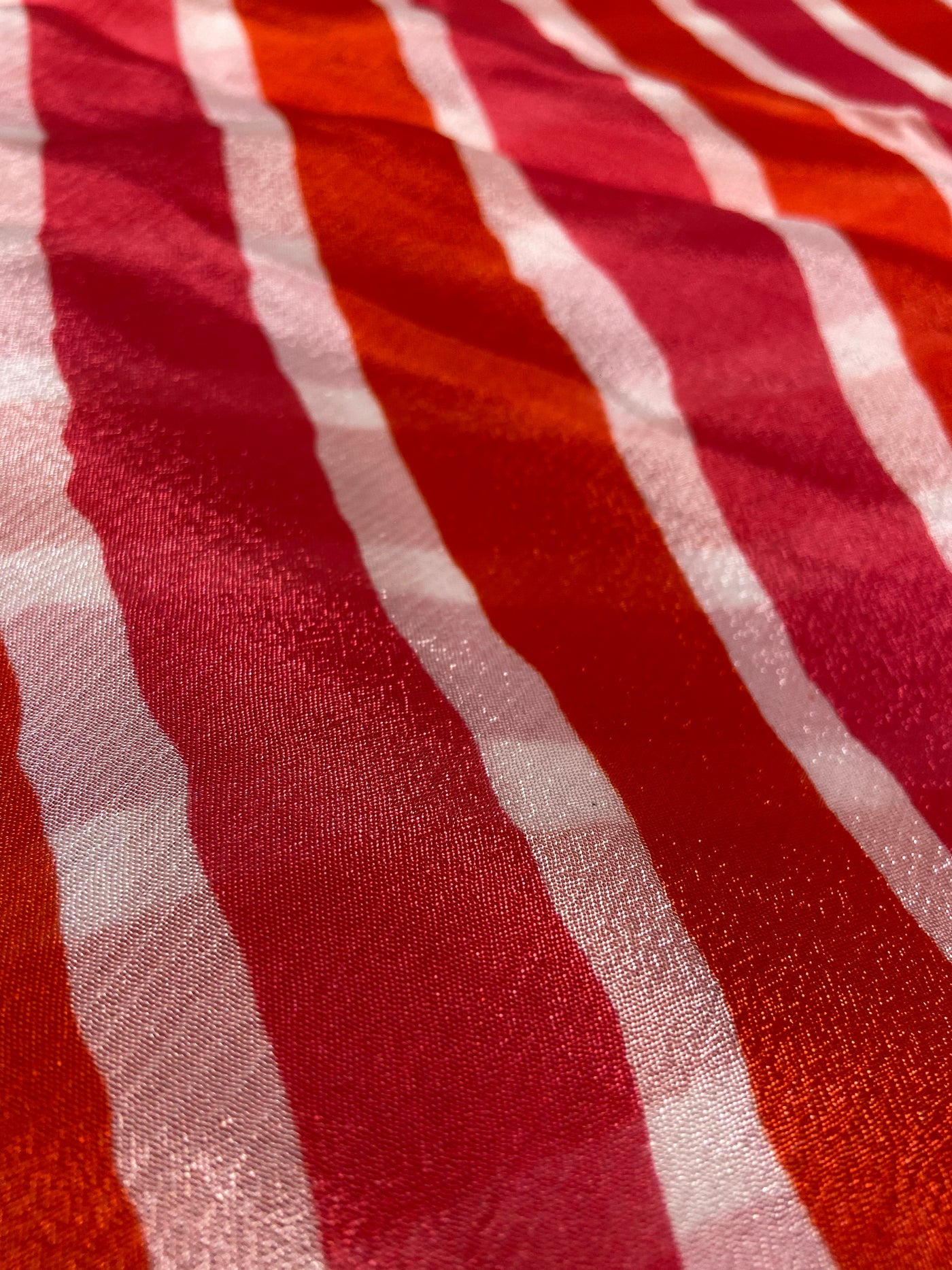 Pink Stripe Lehariya Pure Viscose Chinnon Chiffon Fabric (Wholesale)