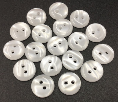 White Circular Polyester Buttons