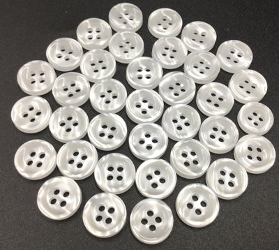 White Circular Polyester Buttons