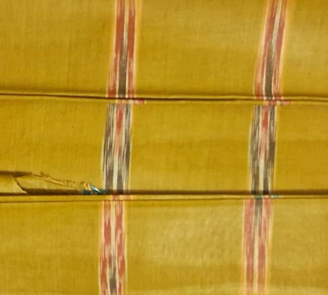 Greenish Yellow Stripes Katki Design Cotton Fabric