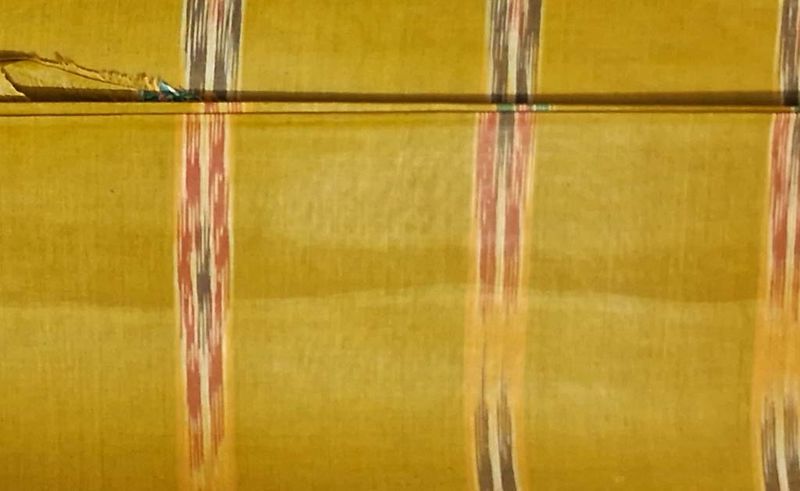 Greenish Yellow Stripes Katki Design Cotton Fabric