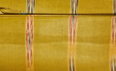 Greenish Yellow Stripes Katki Design Cotton Fabric