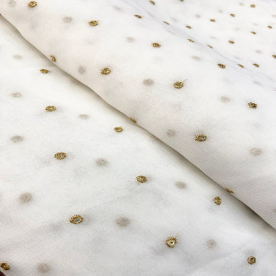 White Polka Dot  Butti Embroidered Dyeable Pure Georgette Fabric (Wholesale)