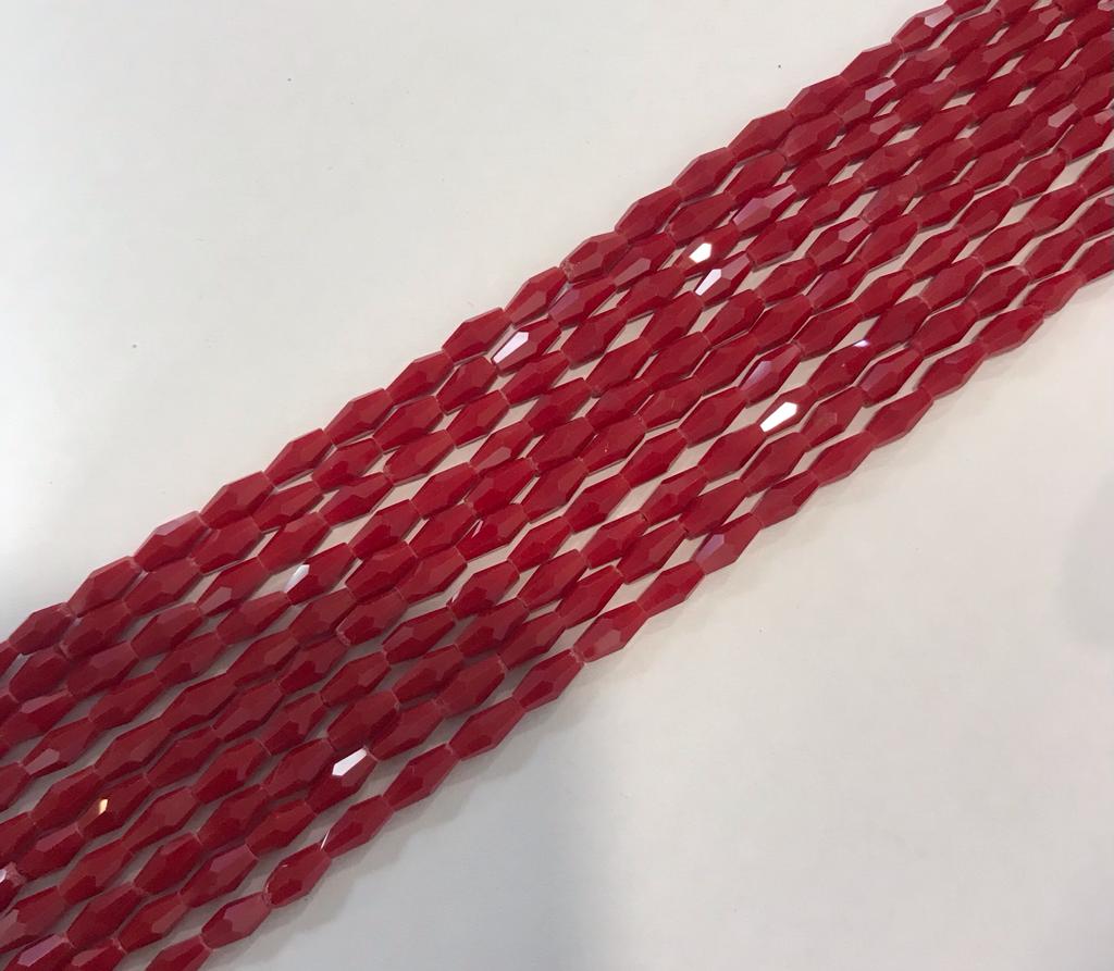 Red Opaque Oval Glass Beads