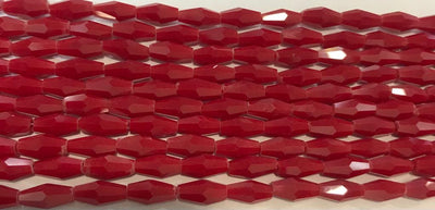 Red Opaque Oval Glass Beads