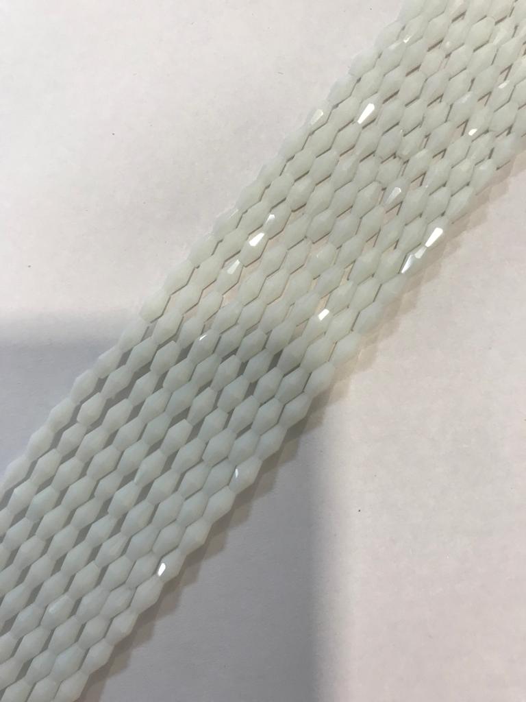 White Opaque Oval Glass Beads