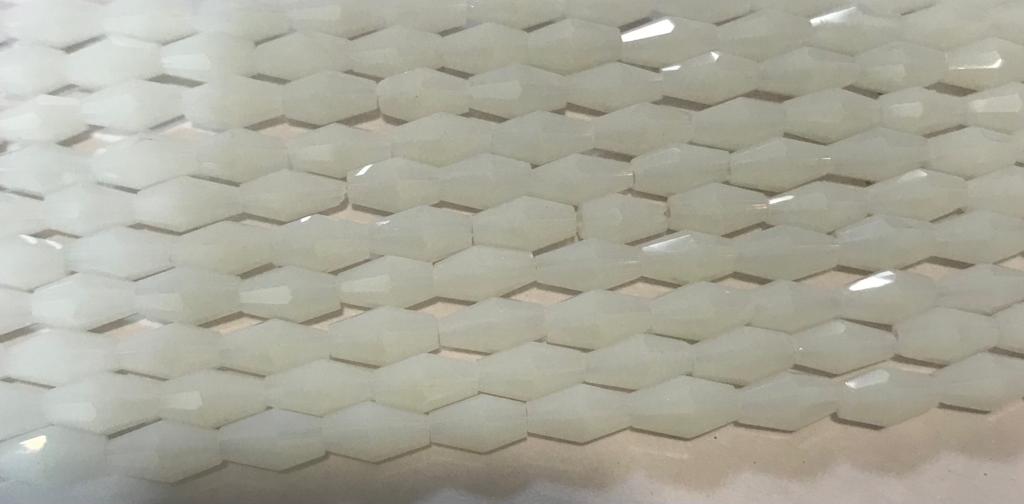 White Opaque Oval Glass Beads