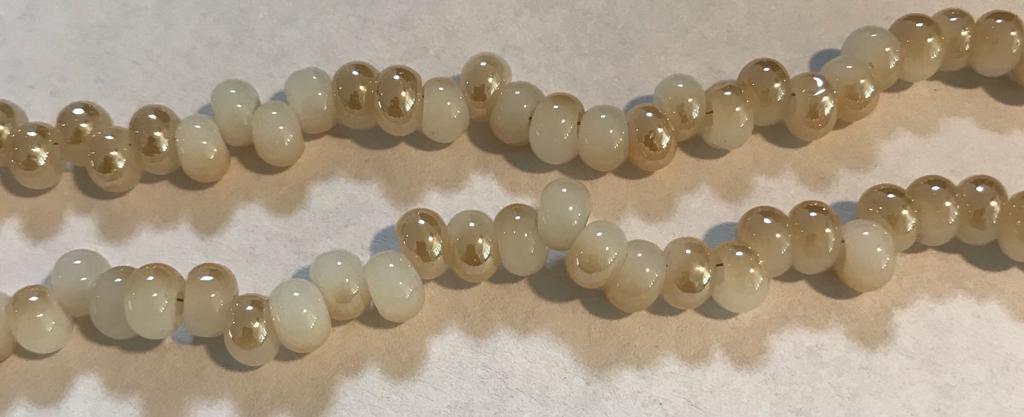 White Big Hole Egg Shape Glass Beads