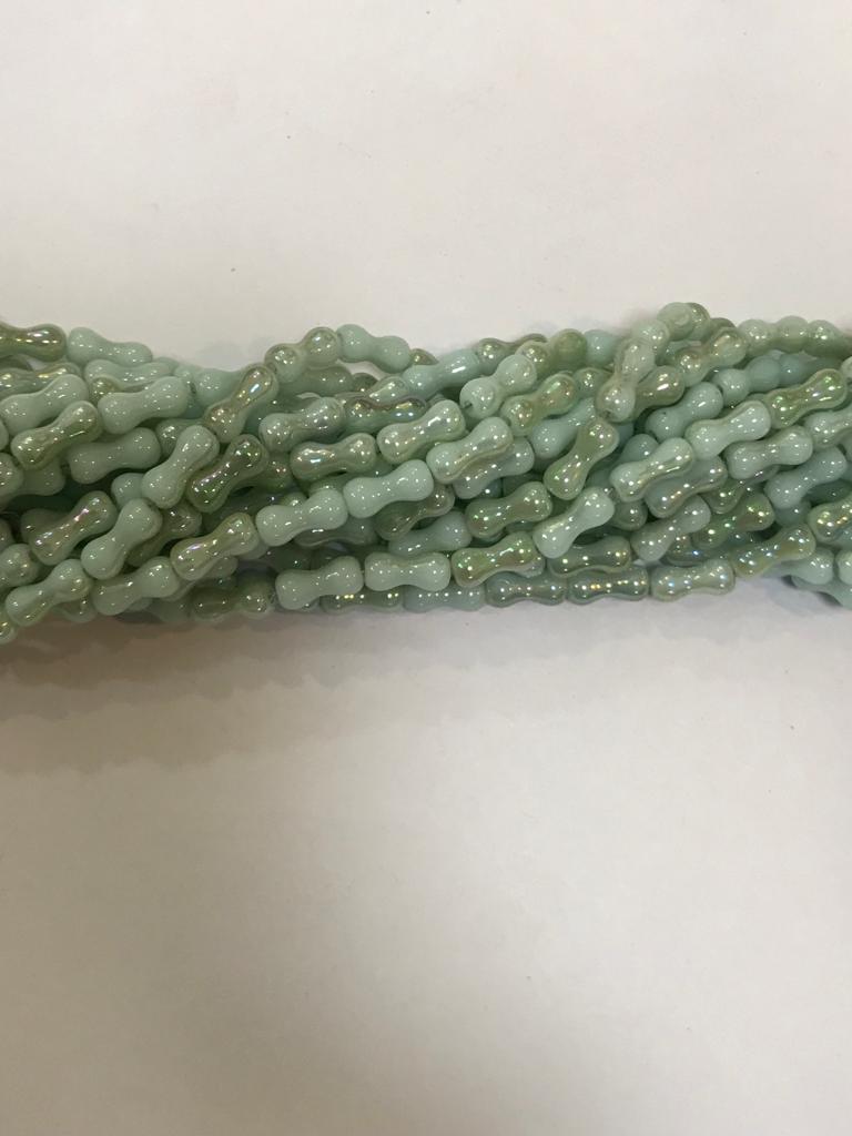 Green Bone  Shape Glass Beads