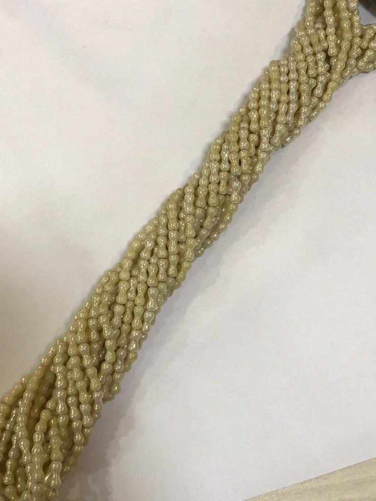 Yellow Bone Shape Glass Beads
