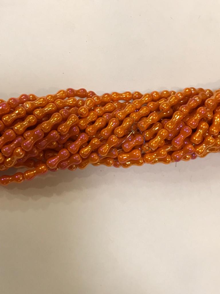 Orange Bone Shape Glass Beads