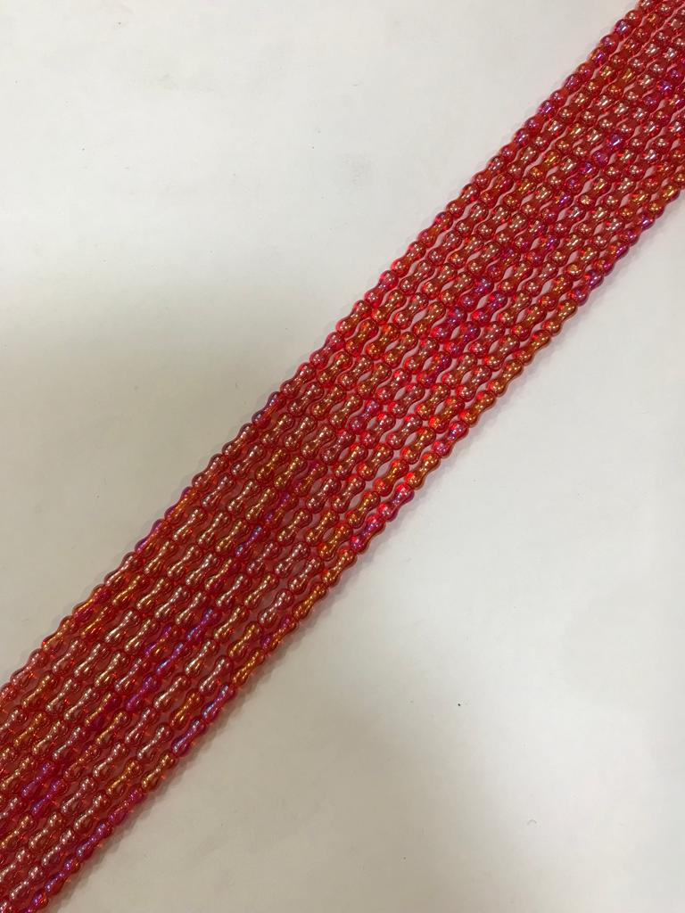 Red Bone Shape Glass Beads