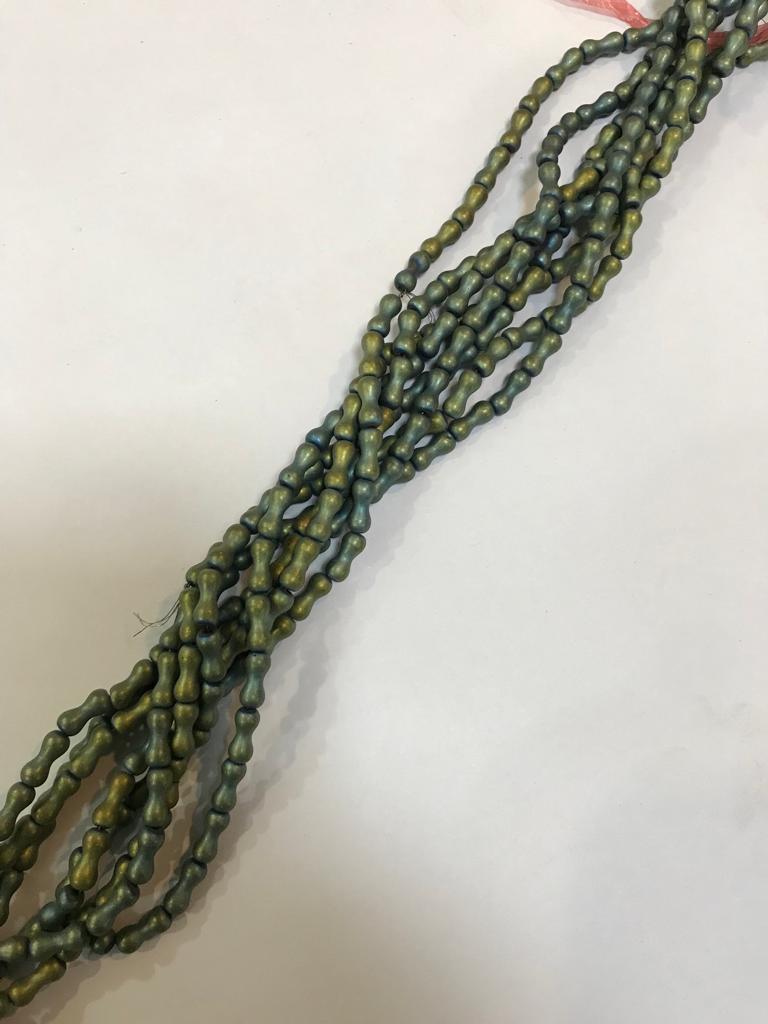 Green Bone Shape Glass Beads