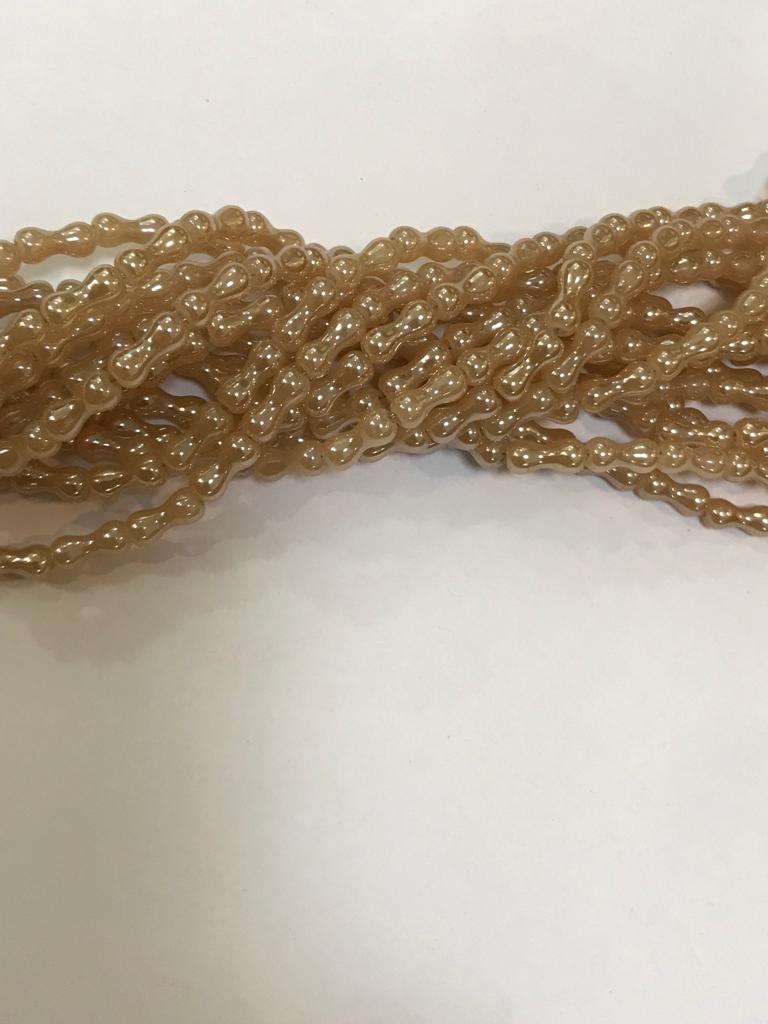Golden Bone Shape Glass Beads