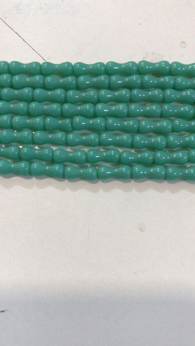 Green Bone Shape Glass Beads
