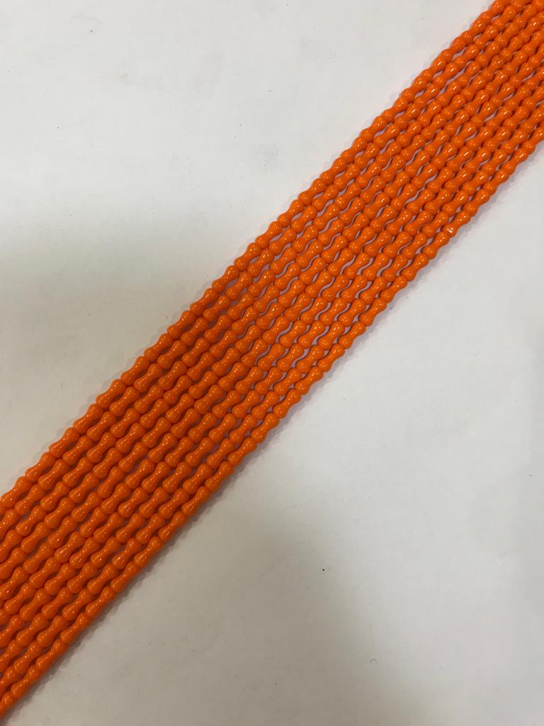 Orange Bone Shape Glass Beads