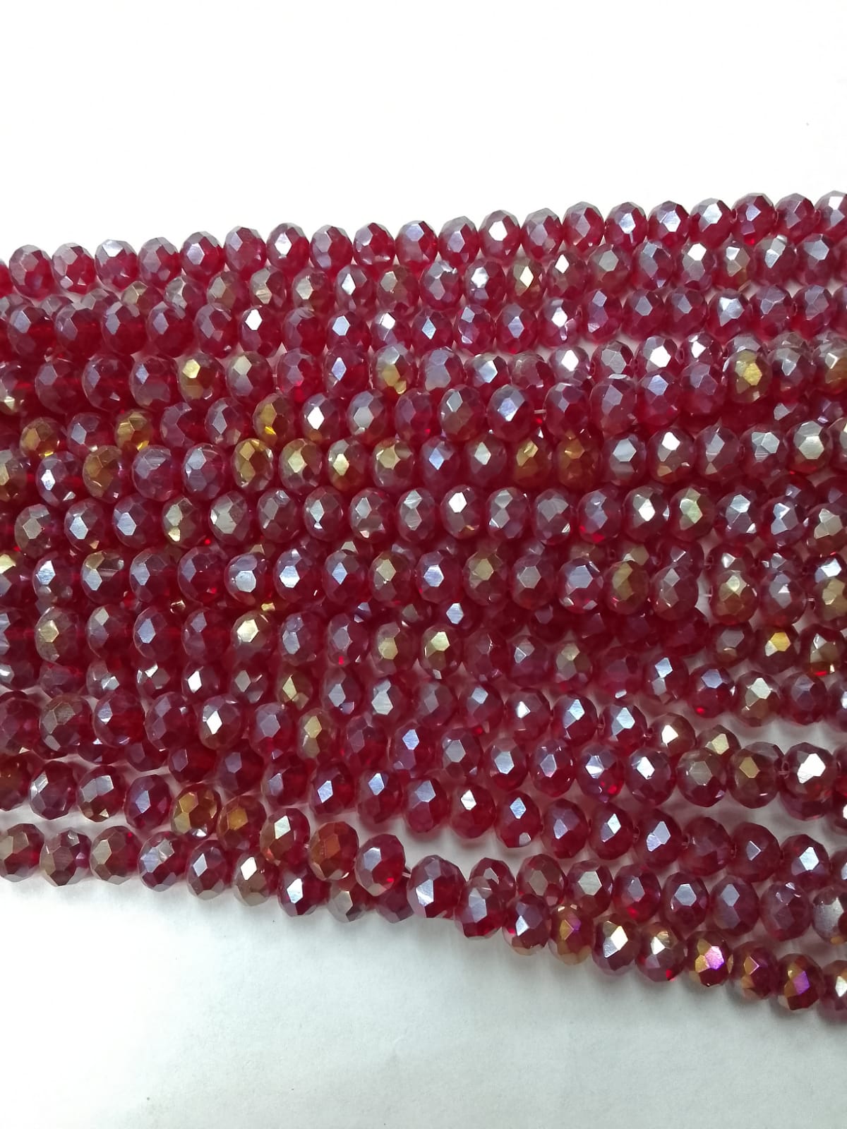 Maroon Rainbow Tyre Crystal Glass Beads