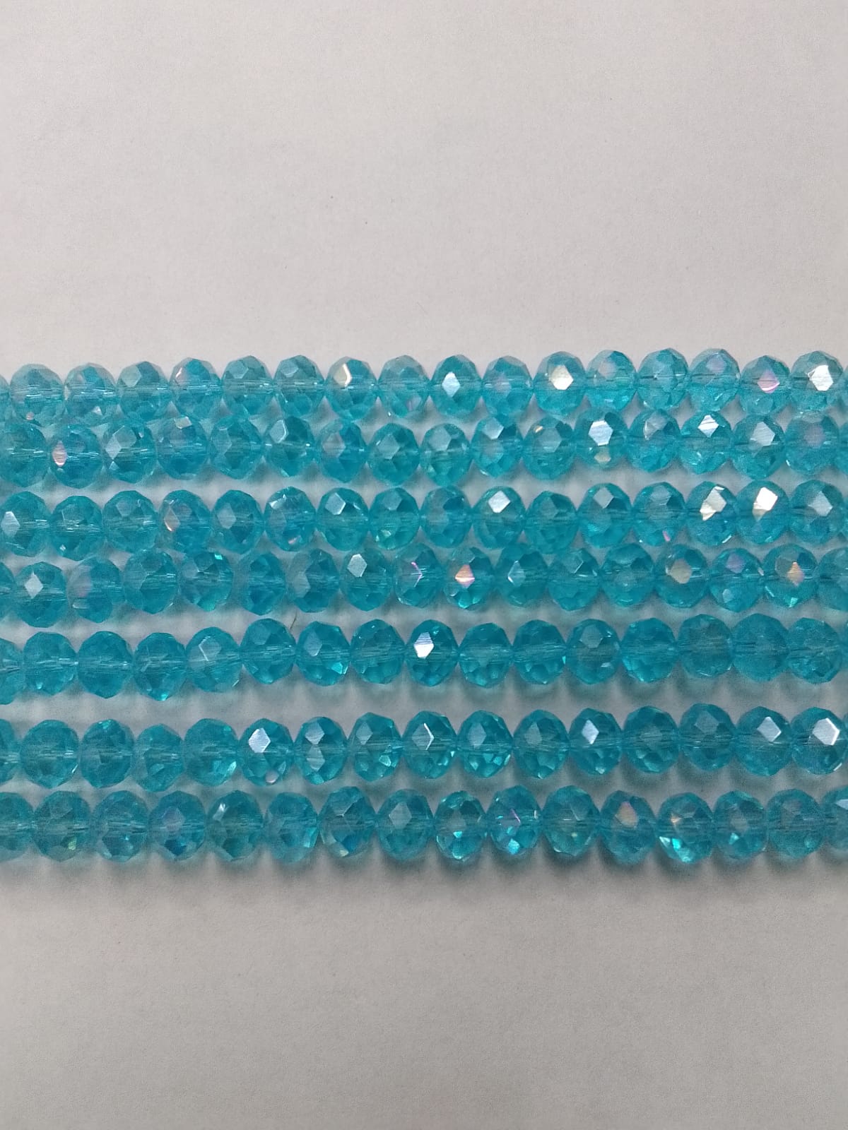 Aqua Blue Tyre Crystal Glass Beads