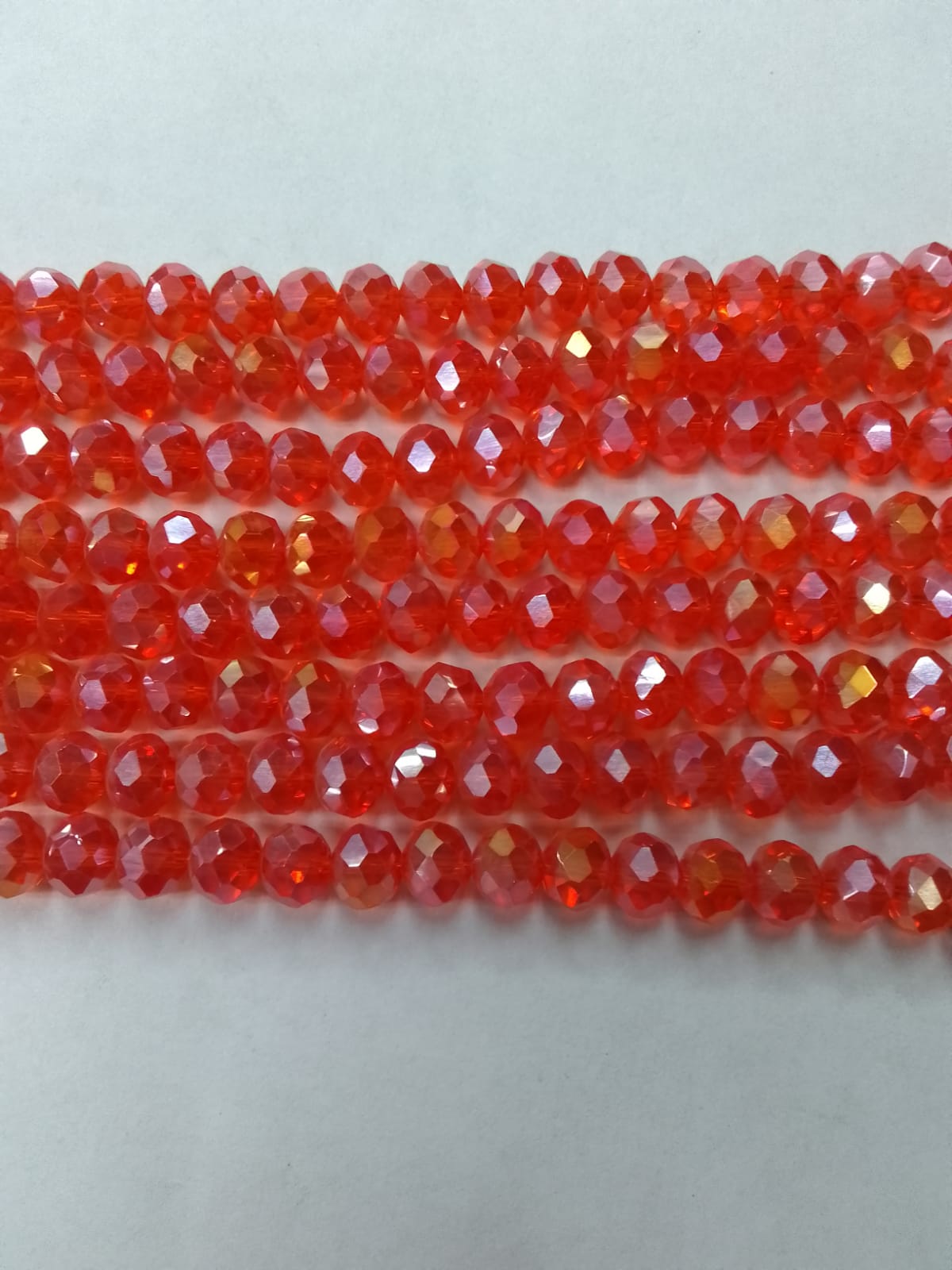 Red Tyre Crystal Glass Beads