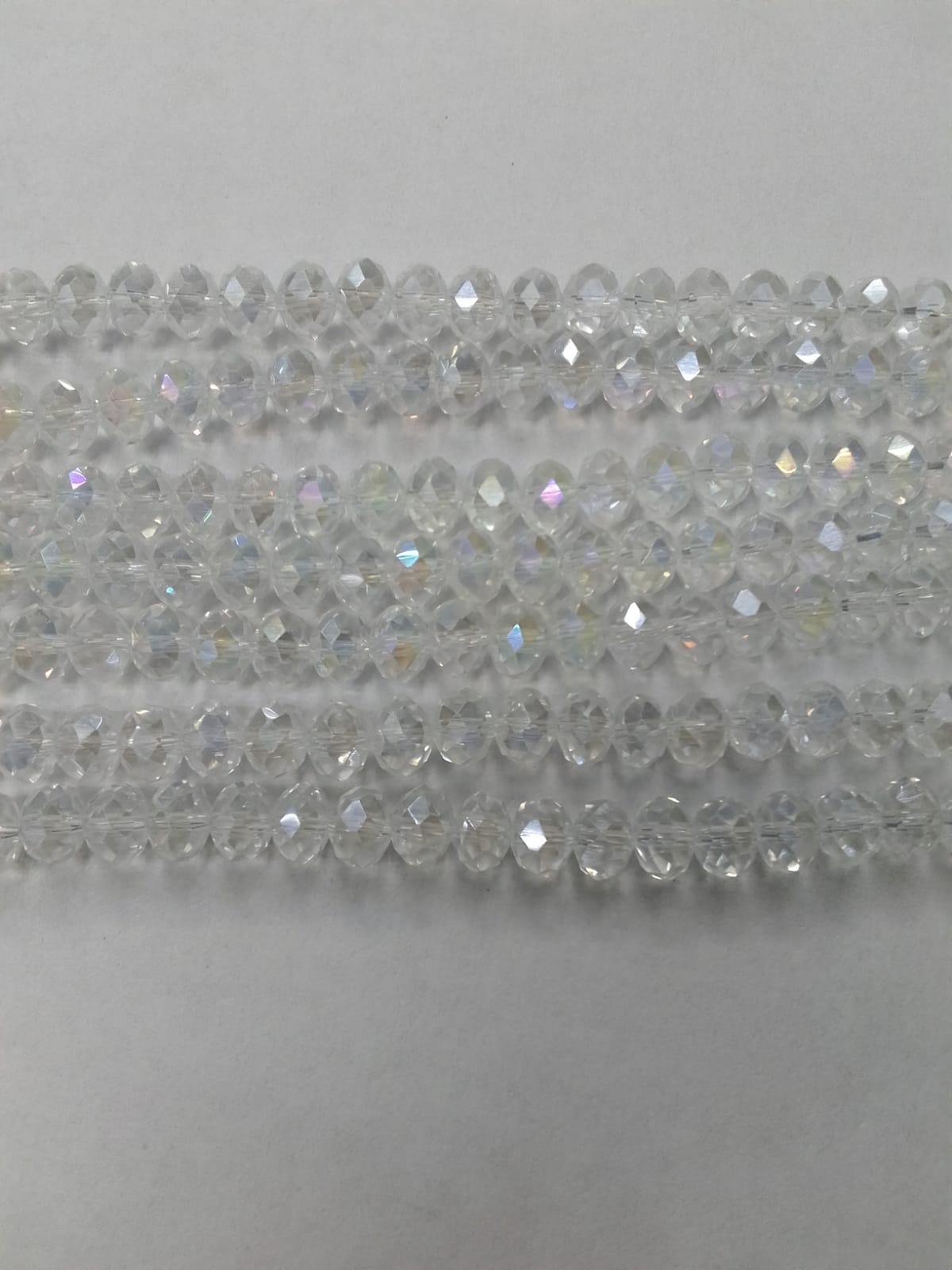 White Tyre Crystal Glass Beads (Wholesale