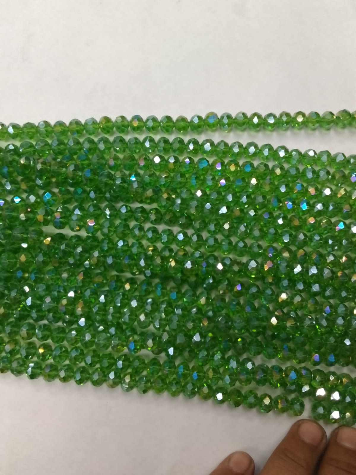 Green Tyre Crystal Glass Beads