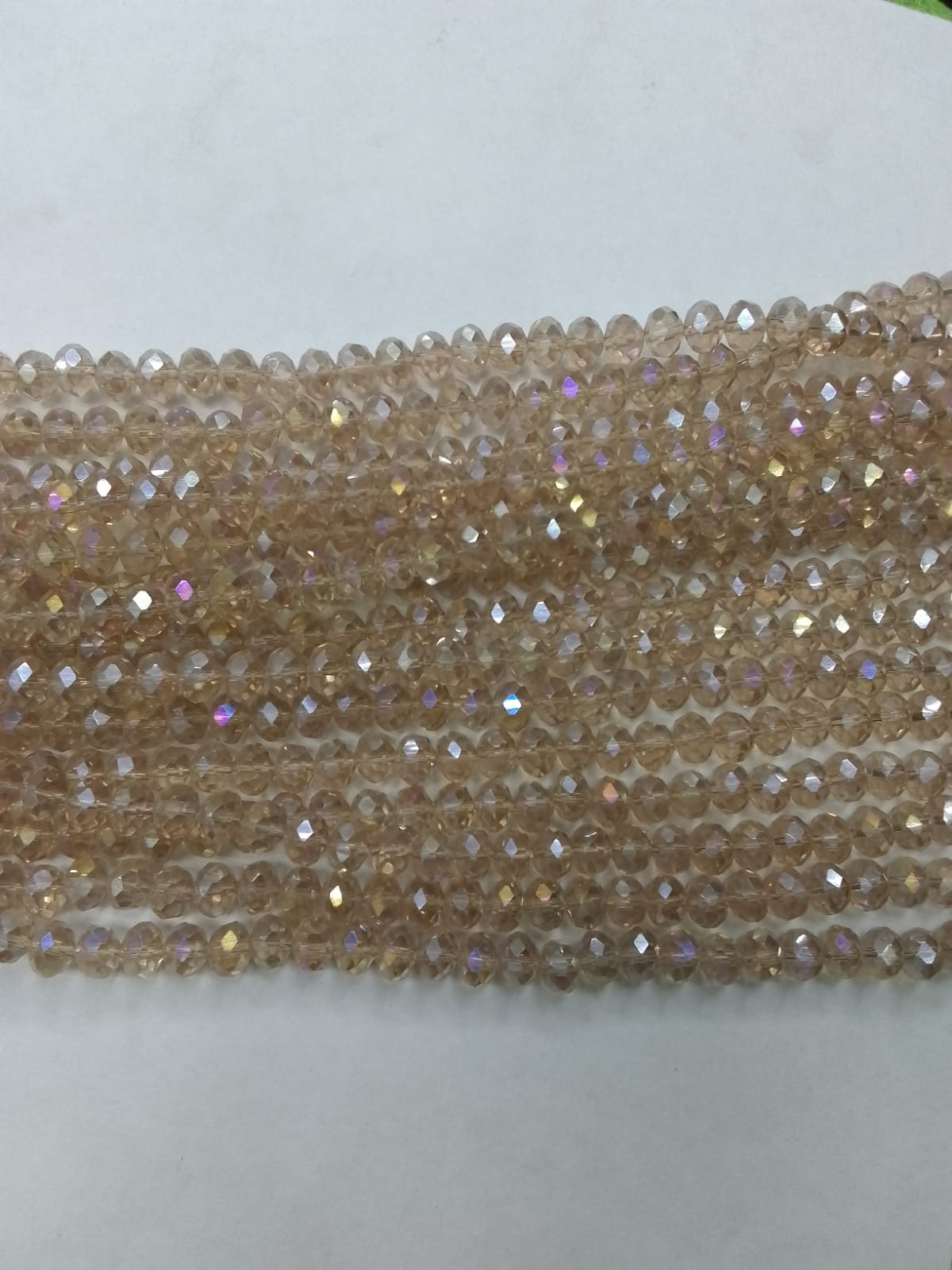 Cream Tyre Crystal Glass Beads