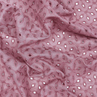 Rose Pink Floral Embroidered Cotton Hakoba Fabric