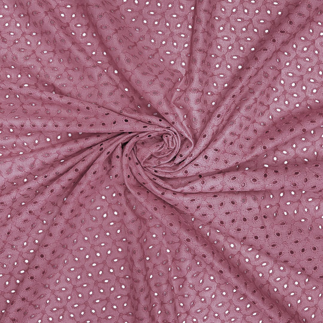 Rose Pink Floral Embroidered Cotton Hakoba Fabric