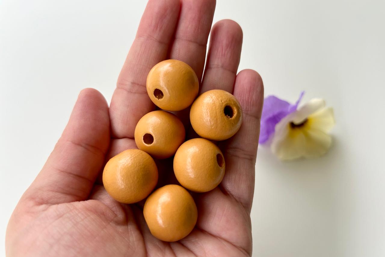 Orange Yellow Color Round Wooden Beads