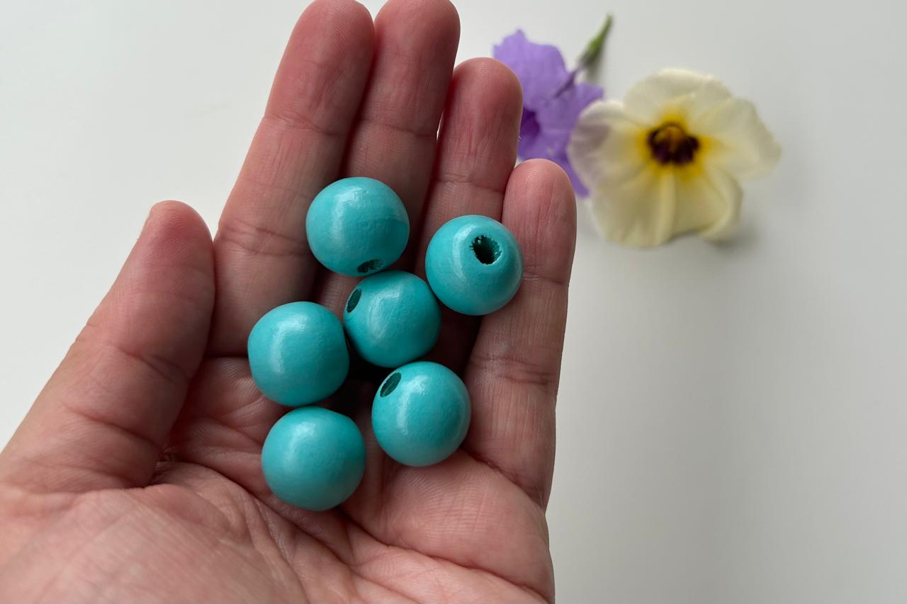 Ocean Blue Round 2 Hole Wooden Beads