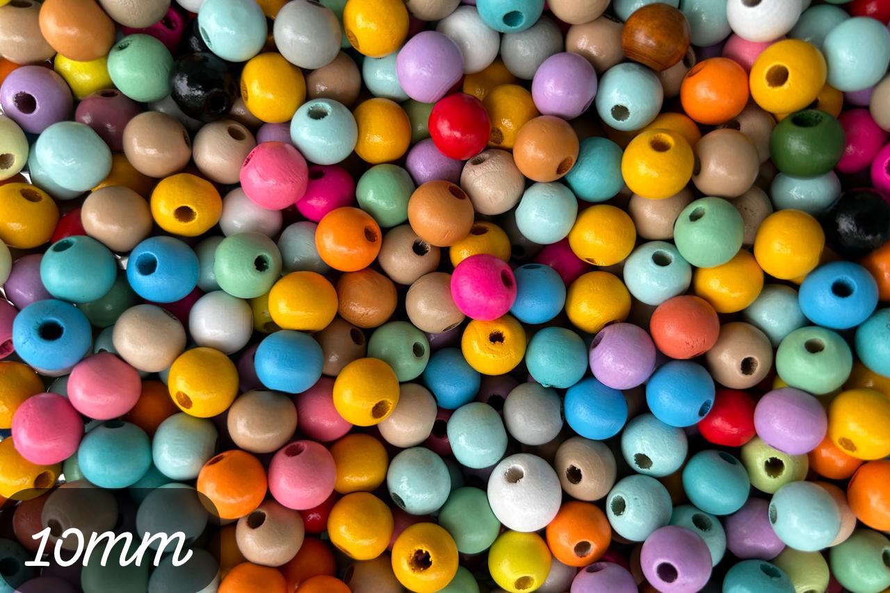 Multicolor Round 2 Hole Wooden Beads