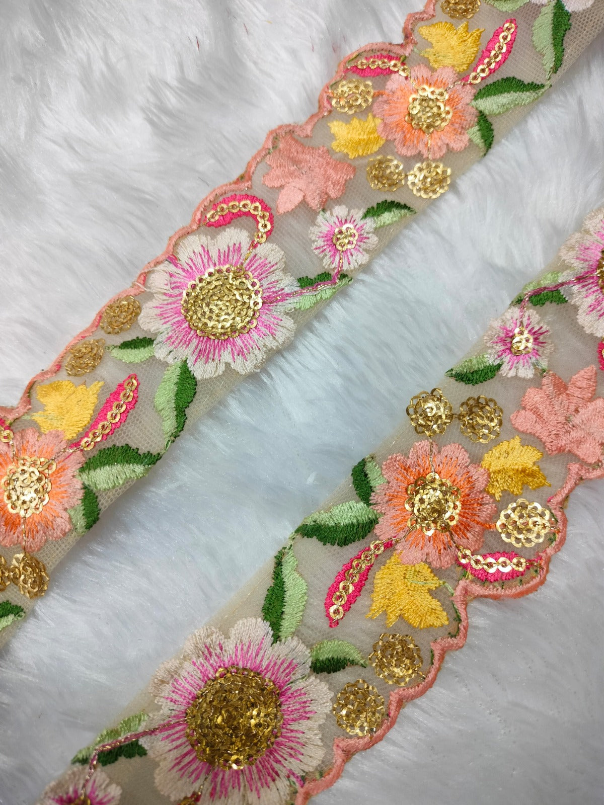 Multicolor Flower Embroidery Trim