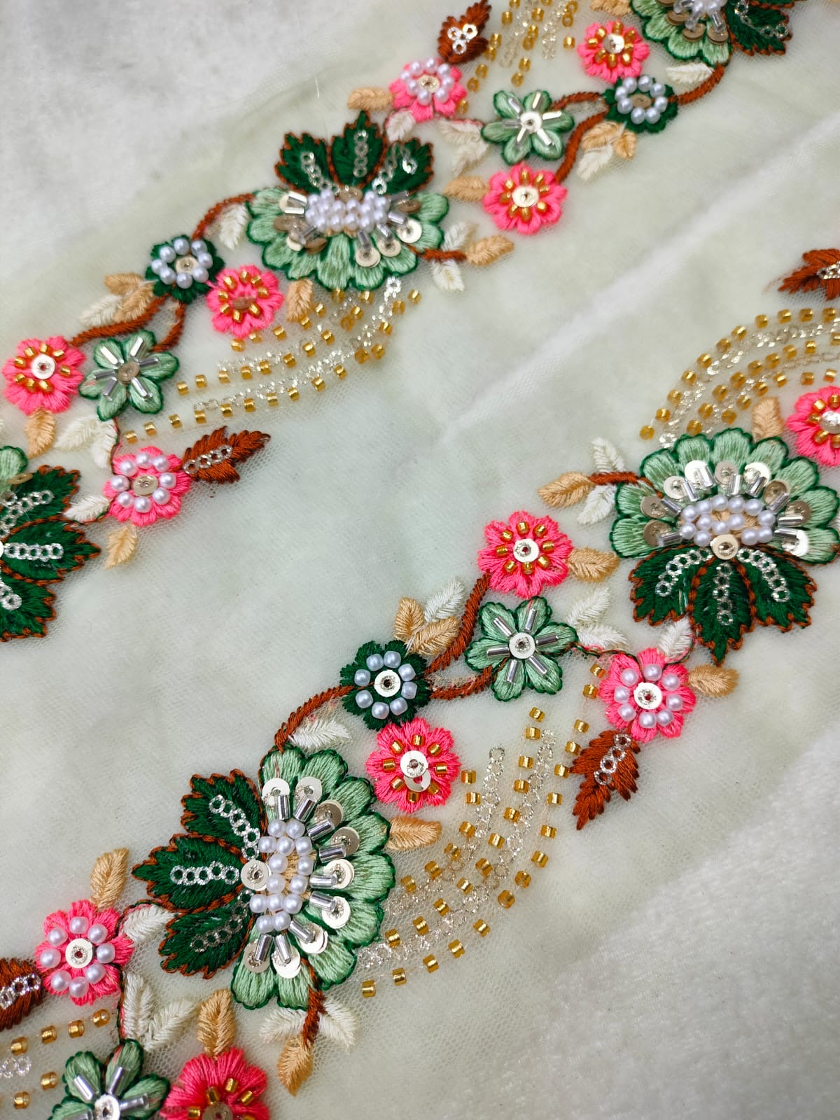 Multicolor Floral Embroidery Trim