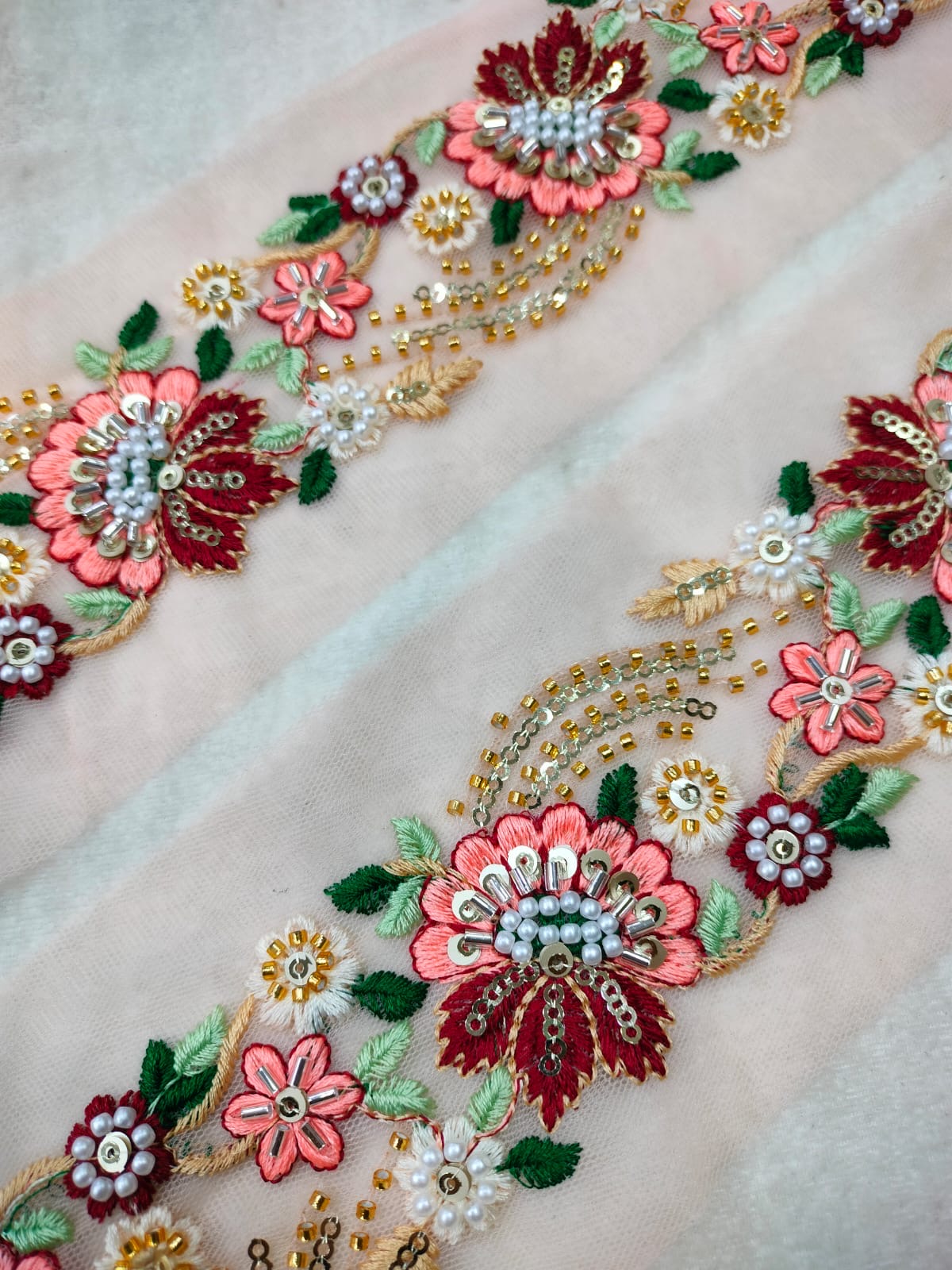 Multicolor Floral Embroidery Trim