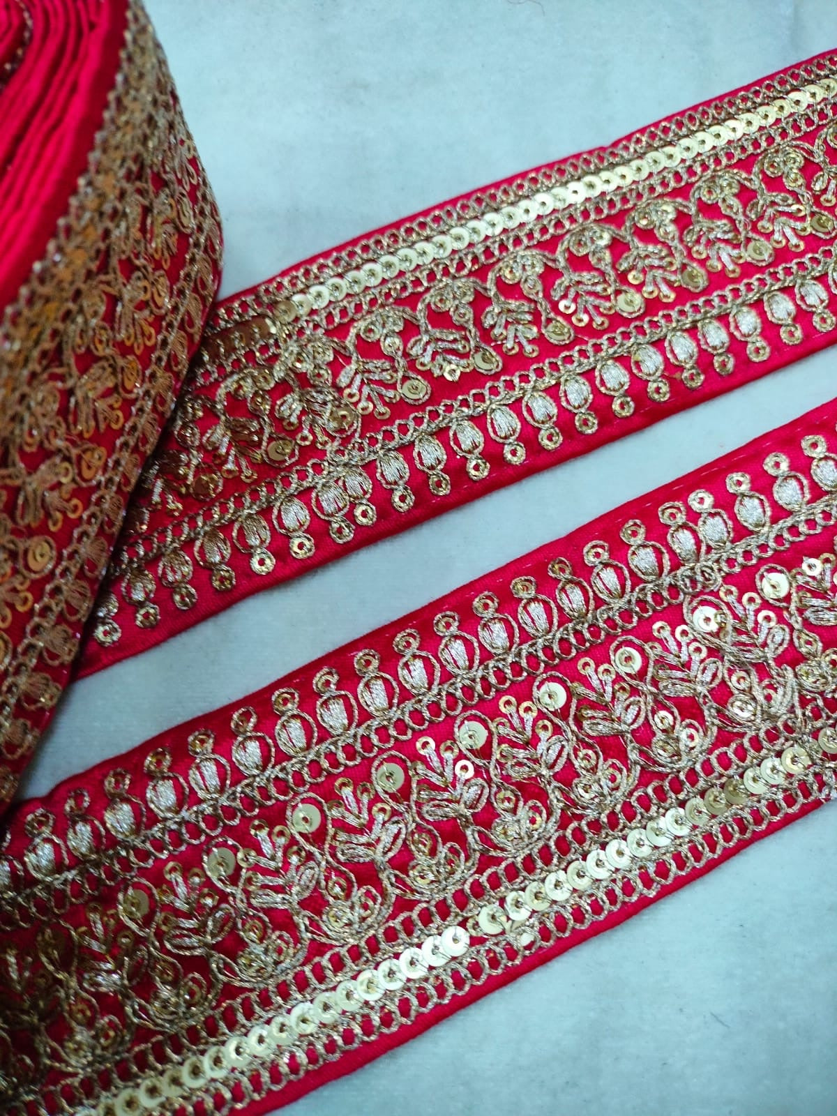 Red Fancy Zari Embellished Trim