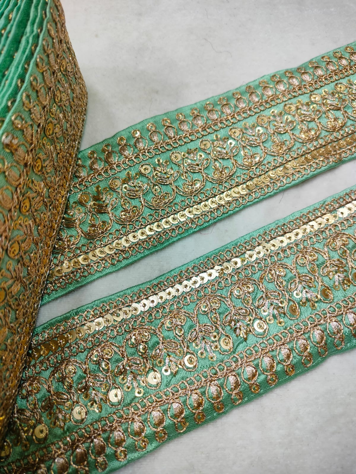 Sea Green Fancy Zari Embellished Trim