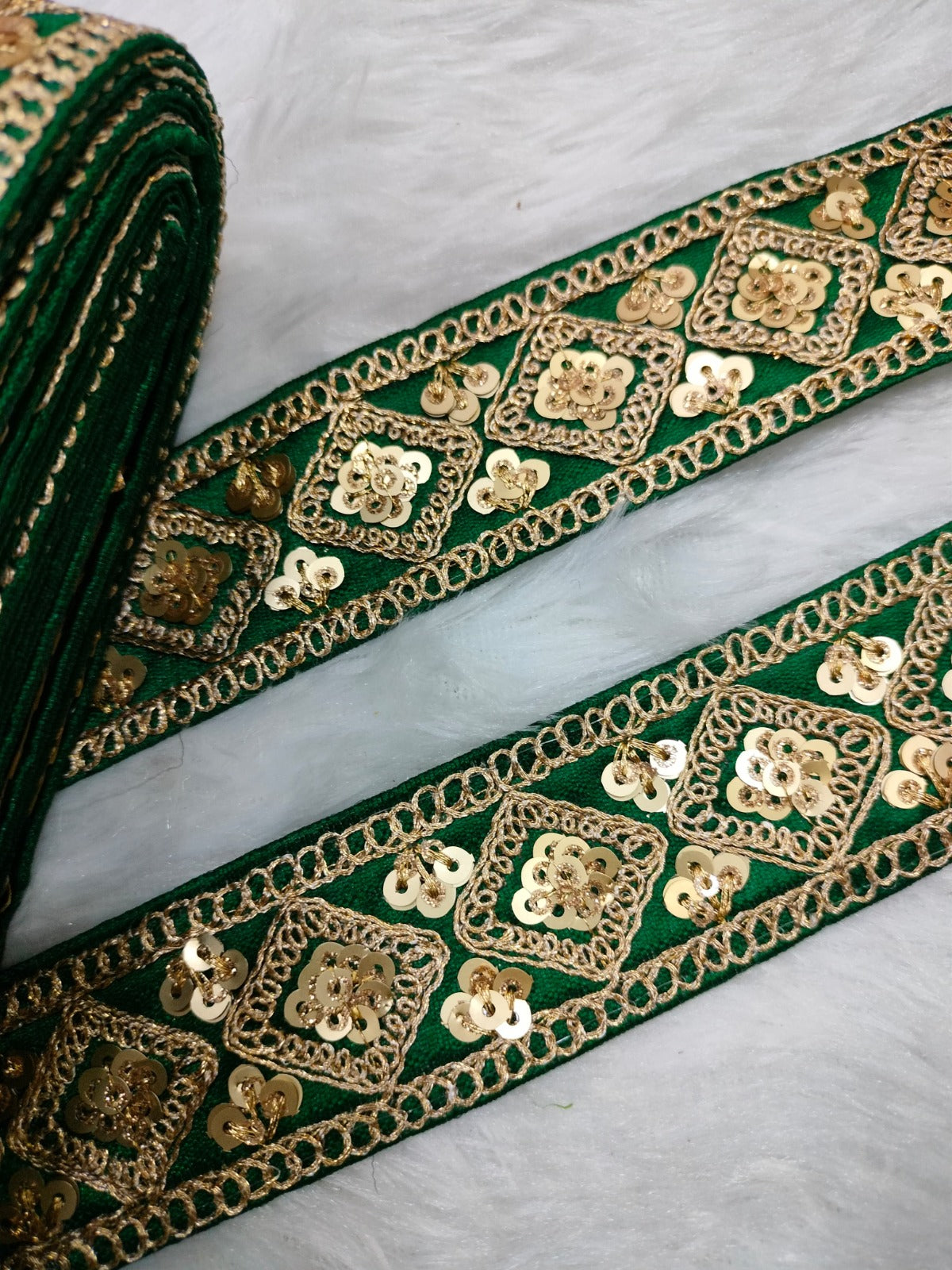 Green Fancy Zari Embellished Trim