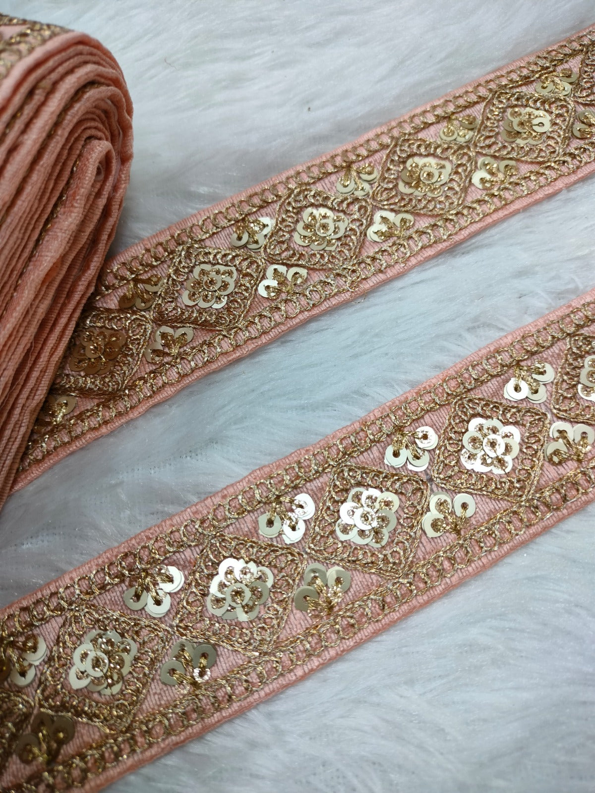 Light Pink Fancy Zari Embellished Trim