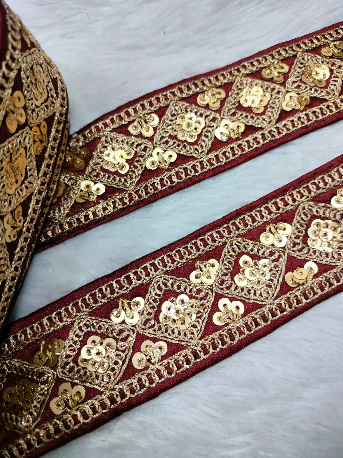 Marron Fancy Zari Embellished Trim