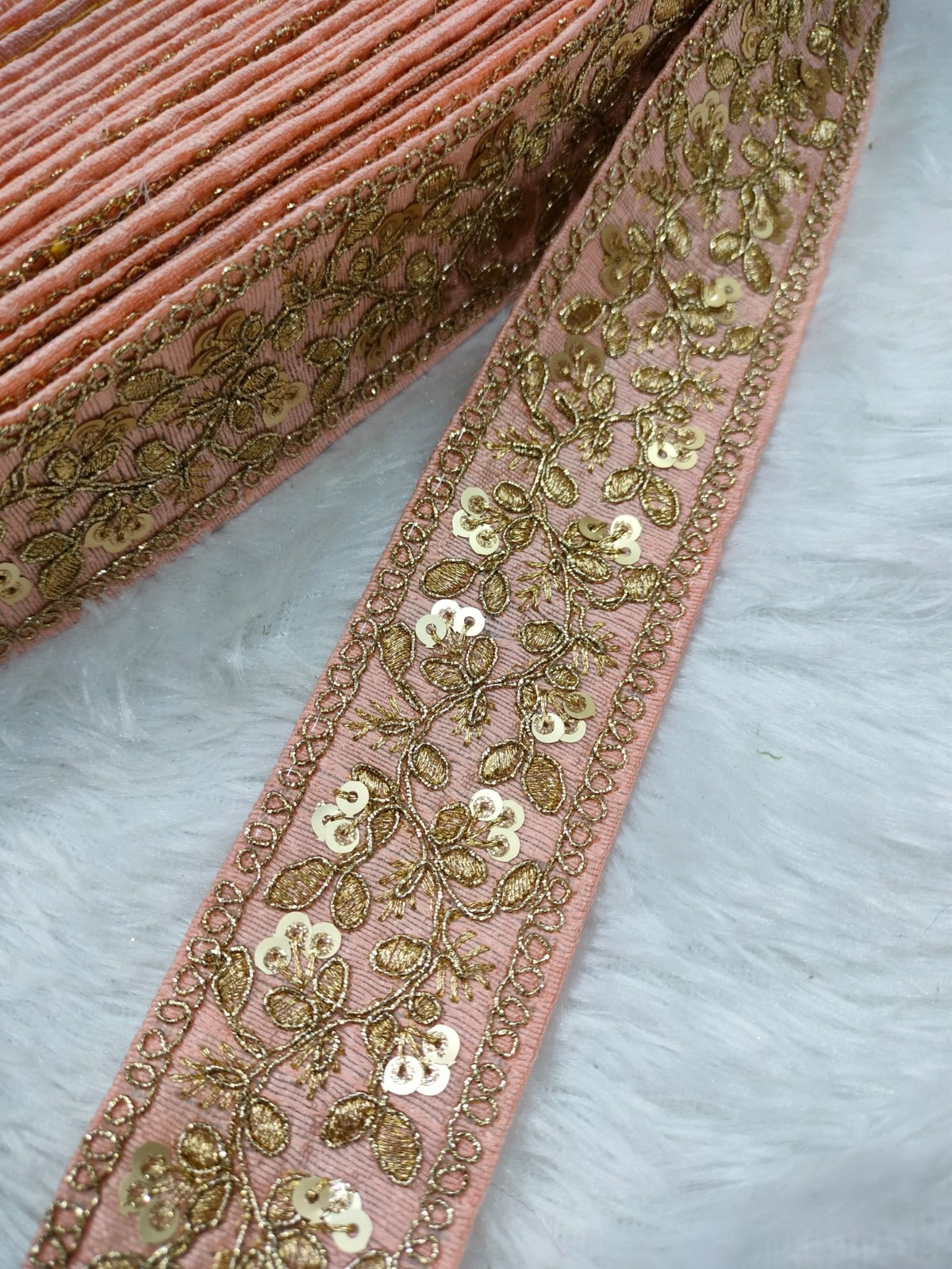 Peach Fancy Zari Embellished Trim