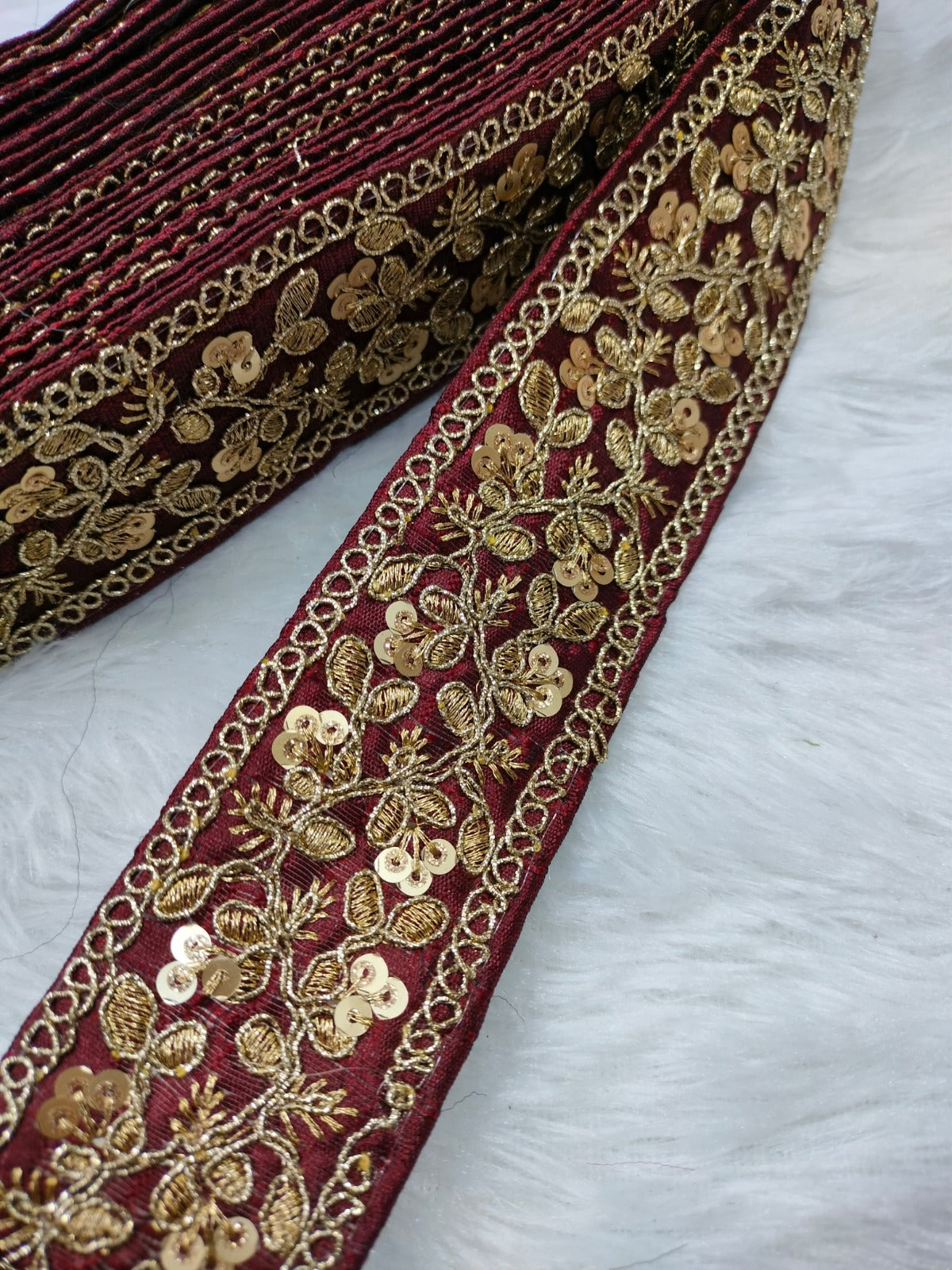 Maroon Fancy Zari Embellished Trim