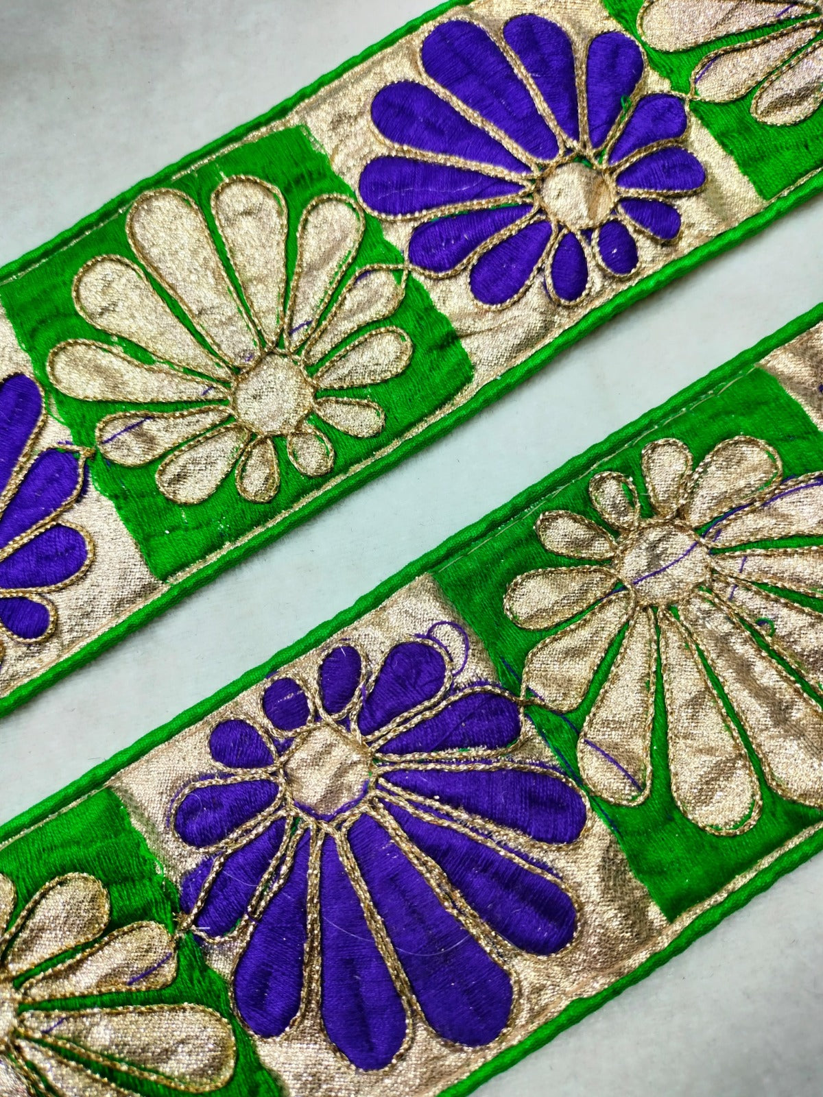 Green & Blue Fancy Zari Embellished Trim