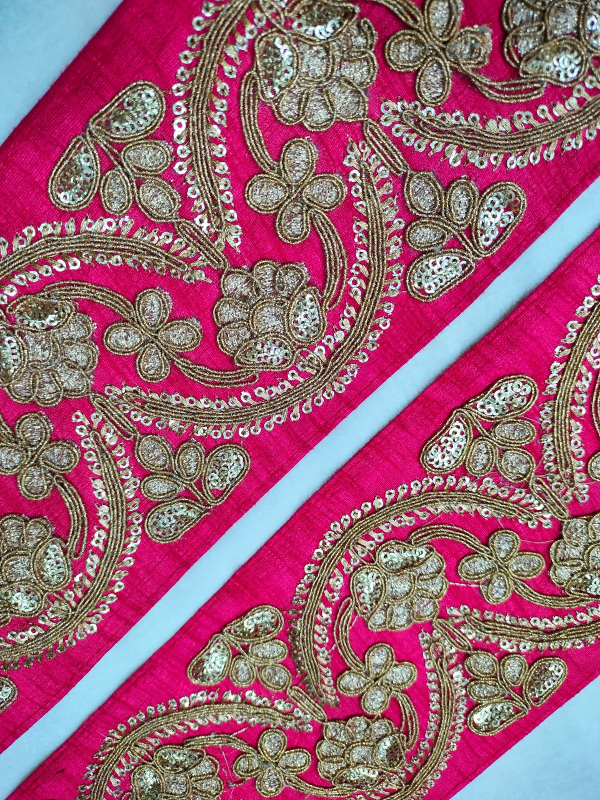 Rani Pink Fancy Zari Embellished Trim