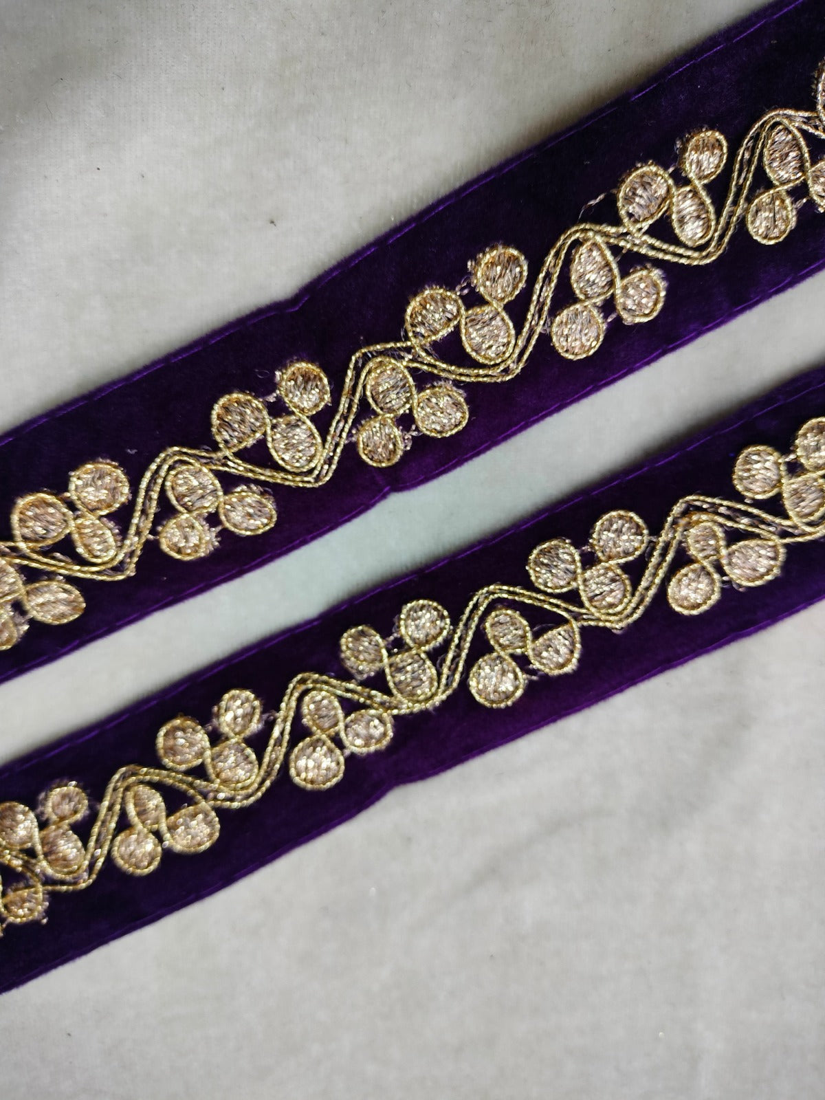 Dark Purple & Golden Fancy Zari Embellished Trim