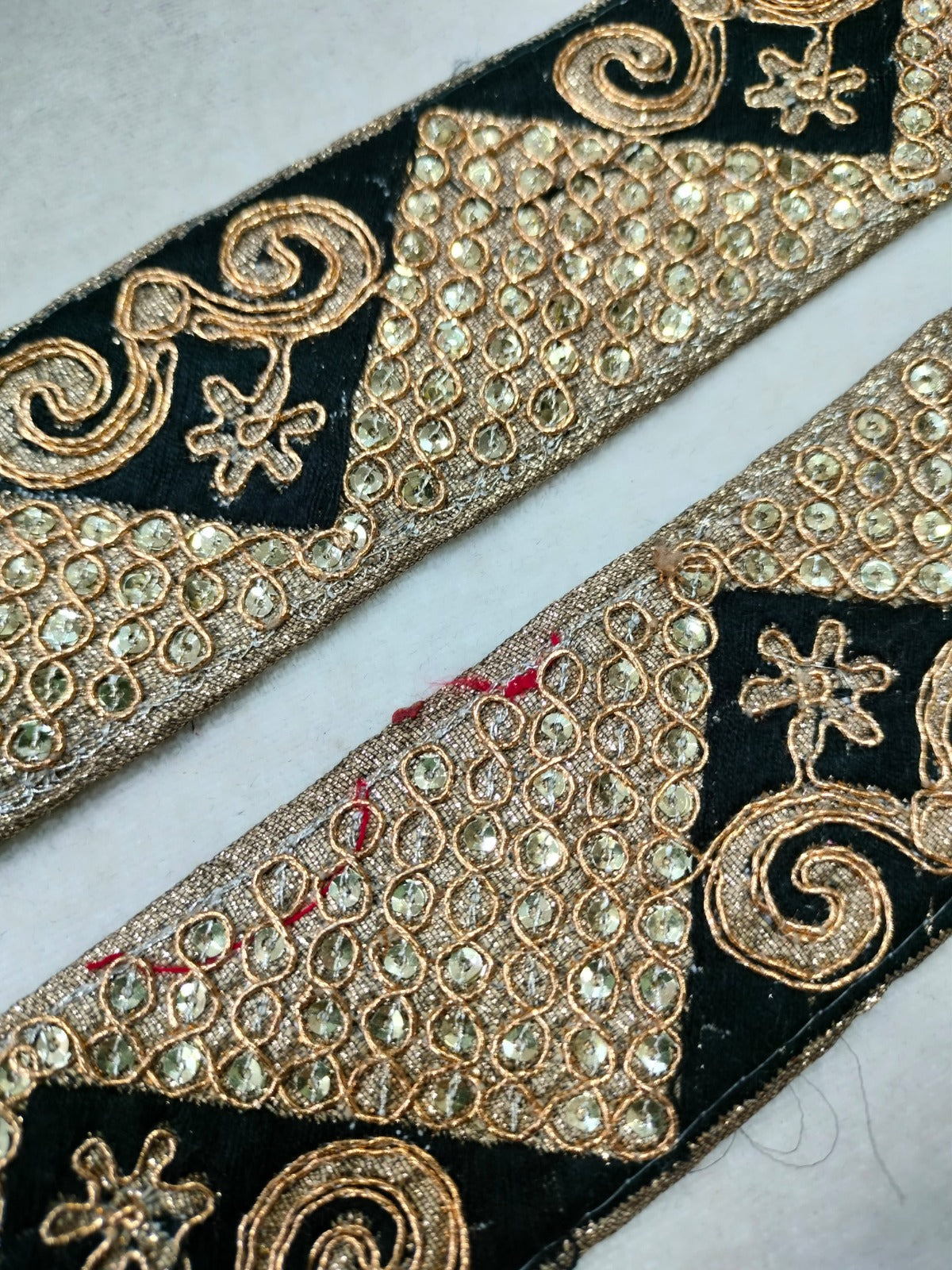 Black & Golden Fancy Zari Embellished Trim